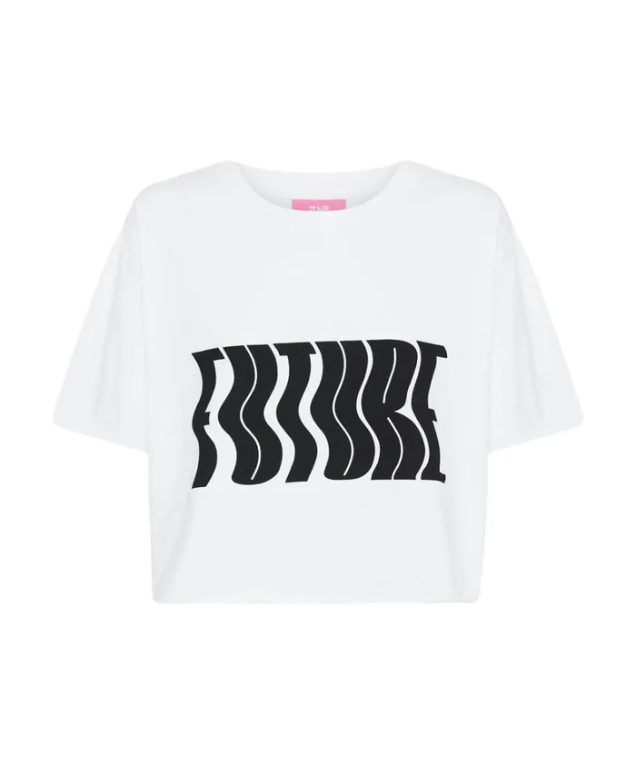One Teaspoon Tees and Tanks WHITE CROPPED FUTURE TEE 8211 Women One Teaspoon Tees and Tanks WHITE CROPPED FUTURE TEE 8211 Women