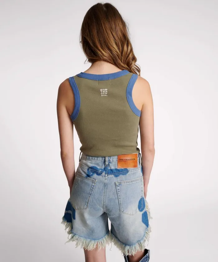 One Teaspoon Tops 2 TONE EQUIPMENT TANK 8211 Women One Teaspoon Tops 2 TONE EQUIPMENT TANK 8211 Women