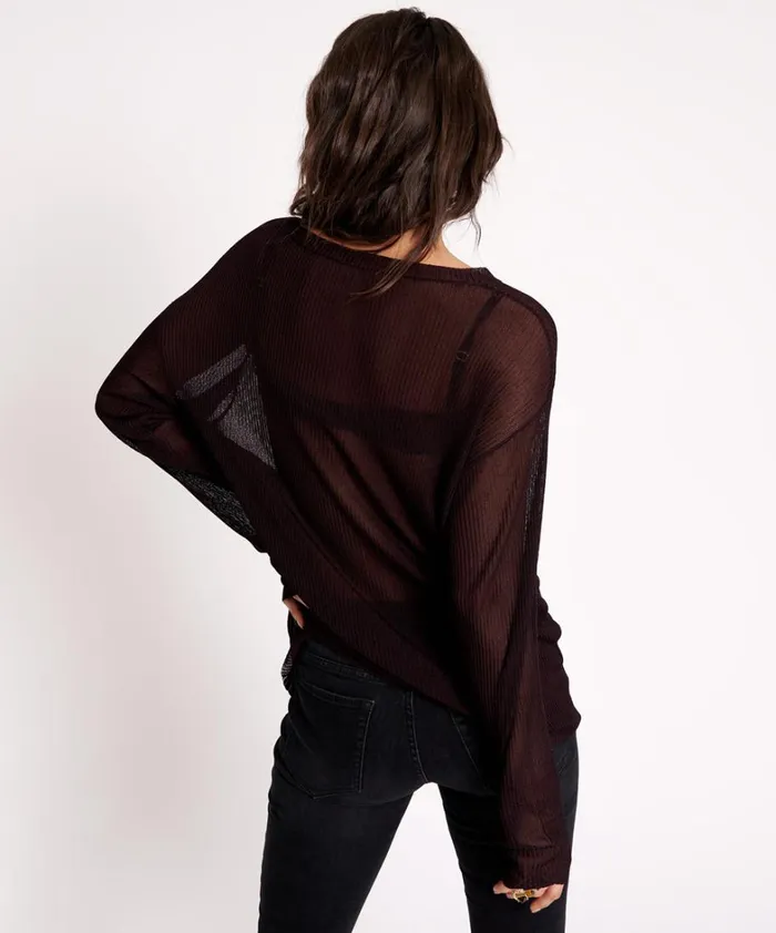 One Teaspoon Tops AMITY SHEER RIB KNIT TOP BLACK 8211 Women One Teaspoon Tops AMITY SHEER RIB KNIT TOP BLACK 8211 Women