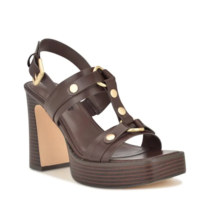 Opell Tailored Platform Sandals Dark Brown Women Nine West Dress