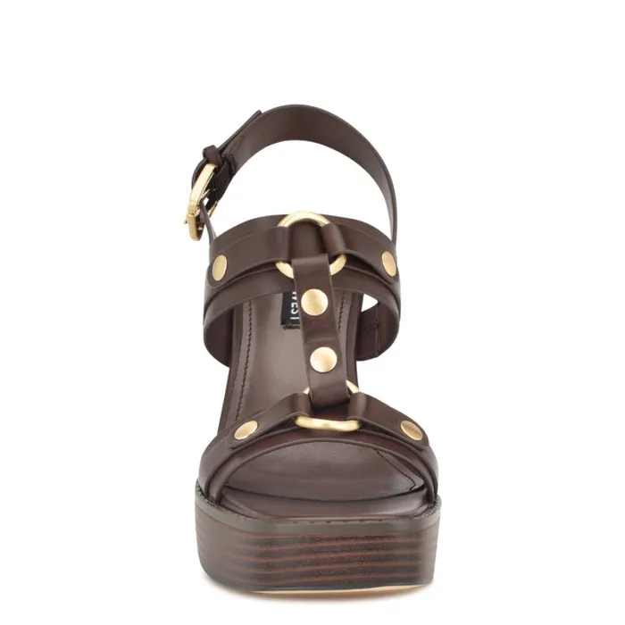 Opell Tailored Platform Sandals Dark Brown Women Nine West Dress