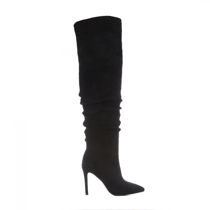 Over The Knee Boots Women Moda In Pelle Siara Black Alcantara