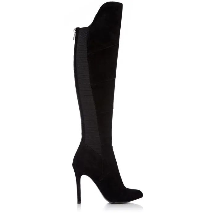 Over The Knee Boots Women Moda In Pelle Stradi Black Suede