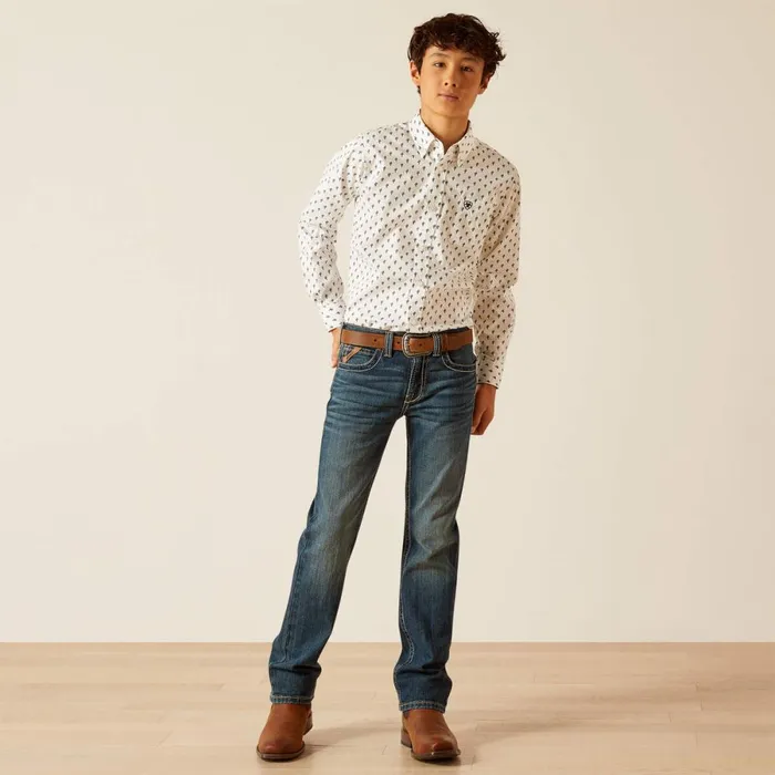 Parker Classic Fit Shirt White Kids Ariat Button Down Shirts Parker Classic Fit Shirt White Kids Ariat Button Down Shirts