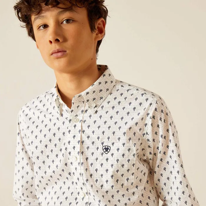 Parker Classic Fit Shirt White Kids Ariat Button Down Shirts Parker Classic Fit Shirt White Kids Ariat Button Down Shirts