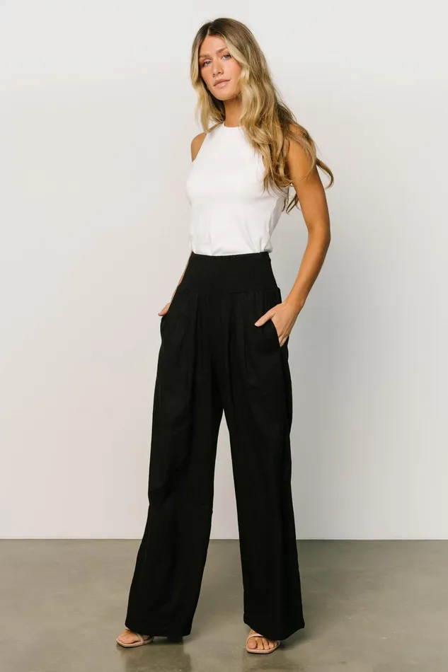 Parvati Smocked Waist Pants Black Women Baltic Born Pants Parvati Smocked Waist Pants Black Women Baltic Born Pants