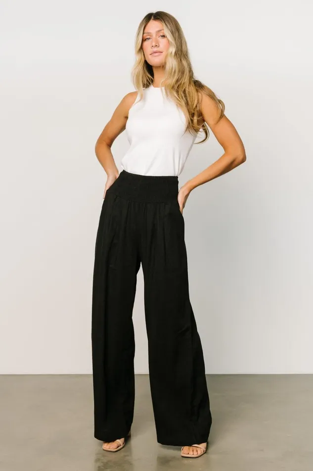 Parvati Smocked Waist Pants Black Women Baltic Born Pants Parvati Smocked Waist Pants Black Women Baltic Born Pants