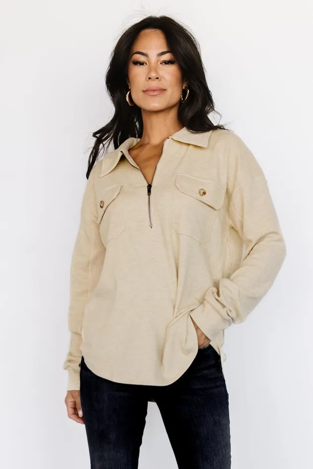 Patrick Half Zip Pullover Honey Women Baltic Born Sweaters Patrick Half Zip Pullover Honey Women Baltic Born Sweaters