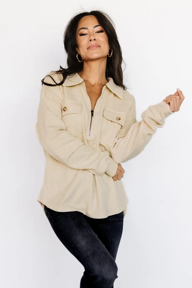 Patrick Half Zip Pullover Honey Women Baltic Born Sweaters Patrick Half Zip Pullover Honey Women Baltic Born Sweaters