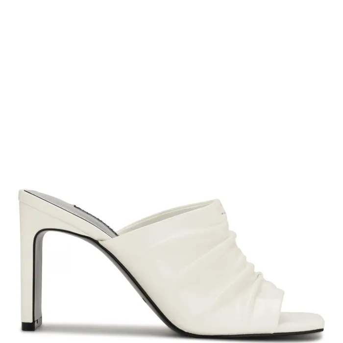 Peary Heeled Slide Sandals White Women Nine West Heeled