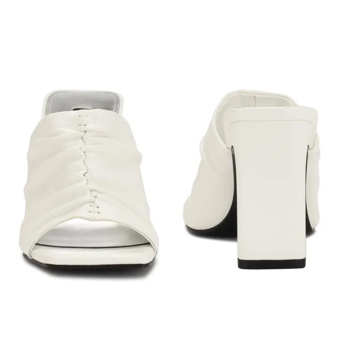 Peary Heeled Slide Sandals White Women Nine West Heeled Peary Heeled Slide Sandals White Women Nine West Heeled