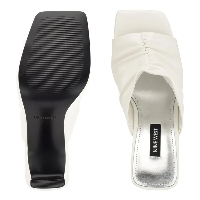 Peary Heeled Slide Sandals White Women Nine West Heeled Peary Heeled Slide Sandals White Women Nine West Heeled