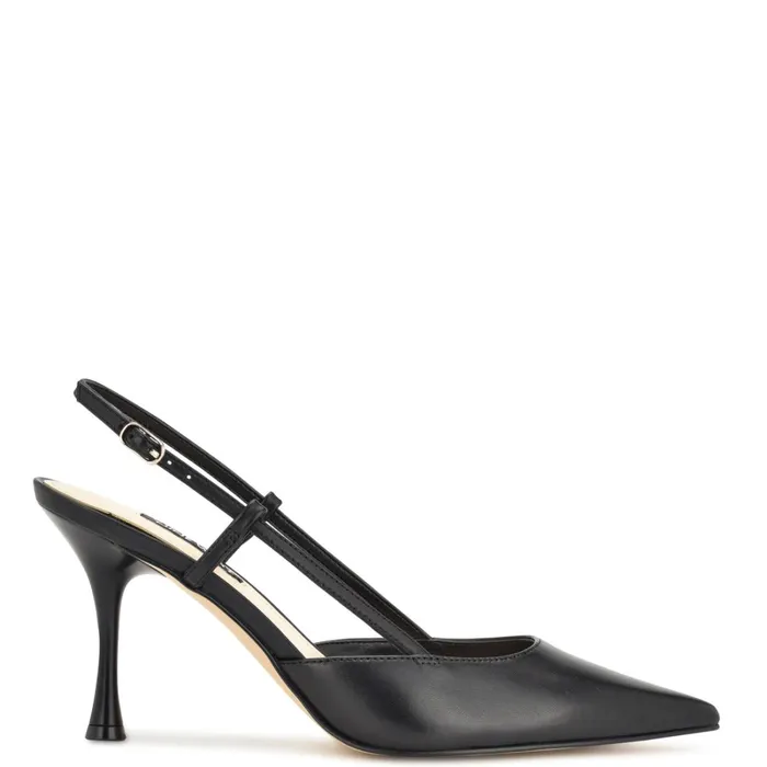 Peni Slingback Pumps Black Leather Women Nine West Slingbacks