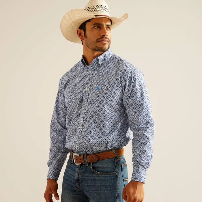 Perry Classic Fit Shirt Blue Men Ariat Button Down Shirts