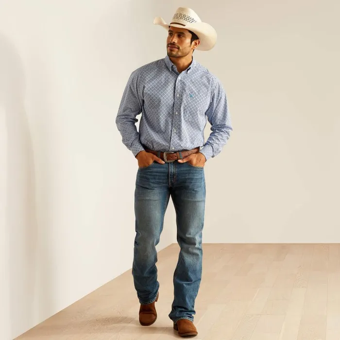 Perry Classic Fit Shirt Blue Men Ariat Button Down Shirts