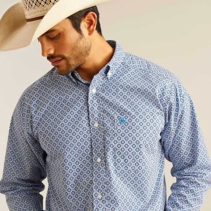 Perry Classic Fit Shirt Blue Men Ariat Button Down Shirts