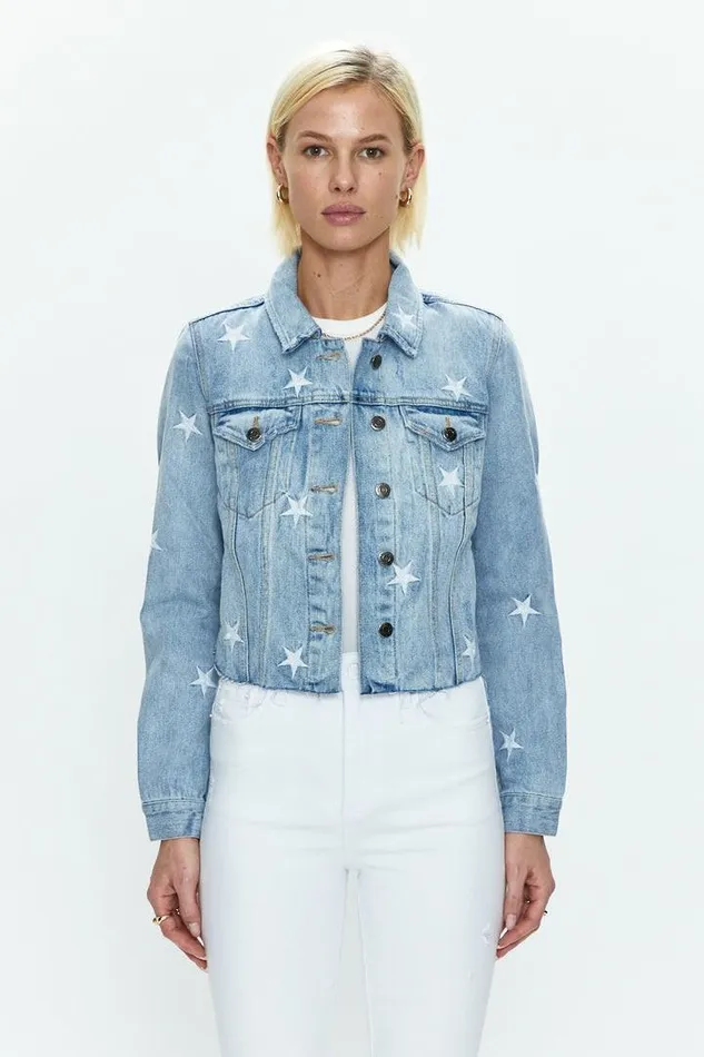 Pistola Denim Denim Women Brando Star Embroidery Denim Jacket 8211 Zodiac Zodiac