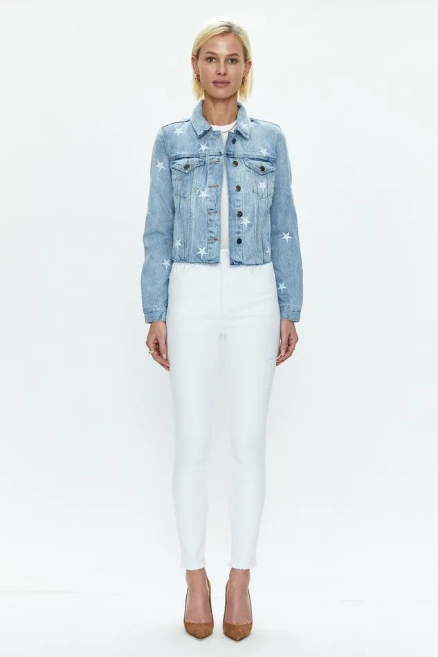 Pistola Denim Denim Women Brando Star Embroidery Denim Jacket 8211 Zodiac Zodiac