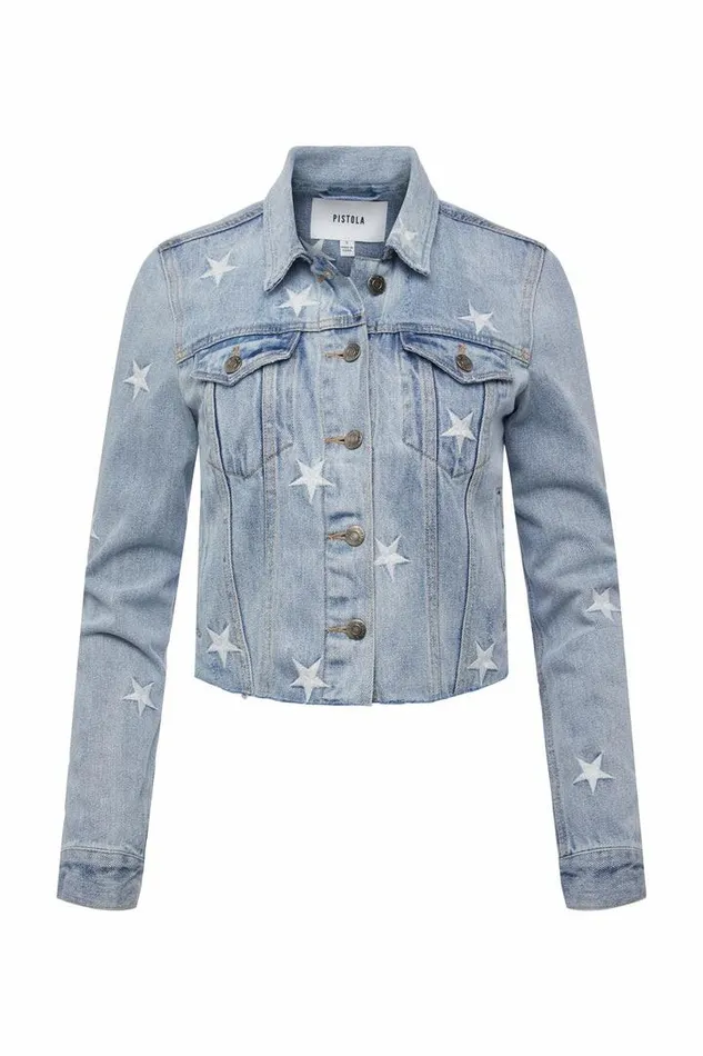 Pistola Denim Denim Women Brando Star Embroidery Denim Jacket 8211 Zodiac Zodiac