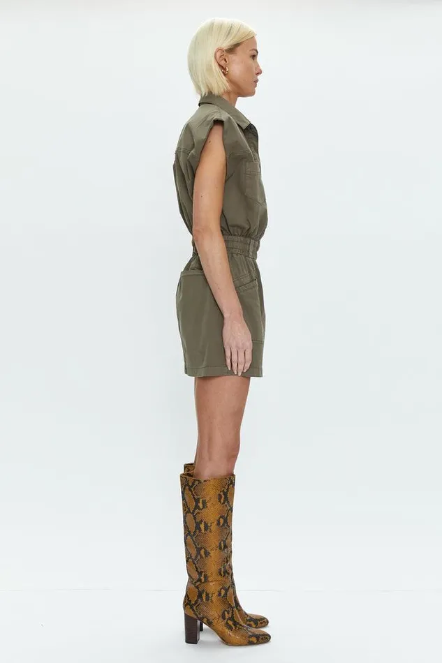 Pistola Denim Dresses Women Rosie Mini Dress Smocked Waist Dress 8211 Dark Olive Dark Olive
