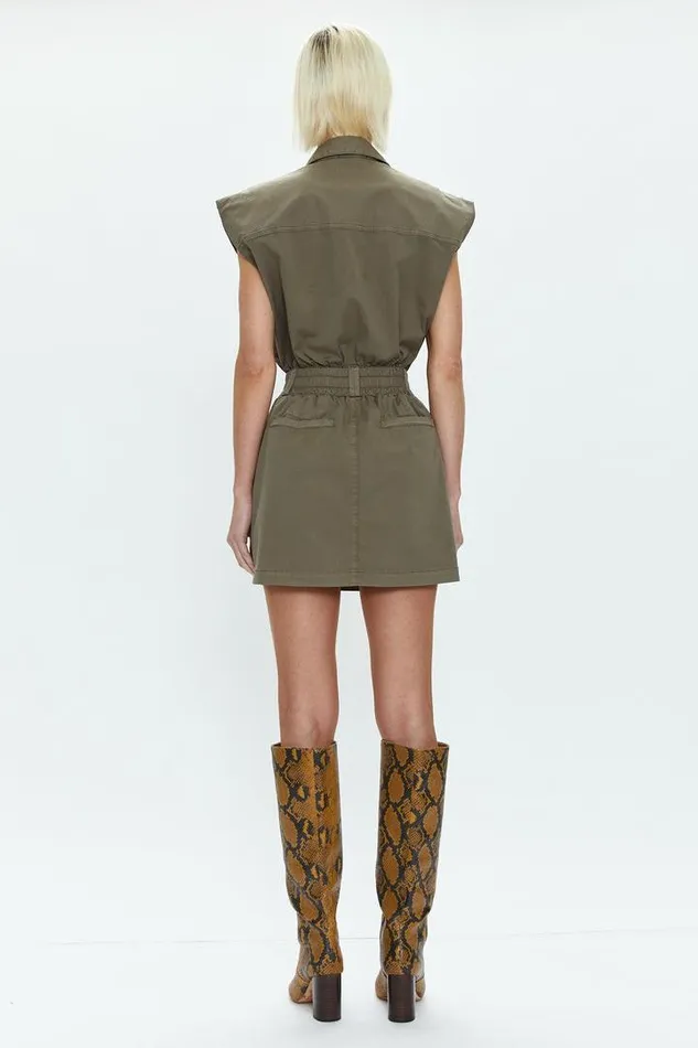 Pistola Denim Dresses Women Rosie Mini Dress Smocked Waist Dress 8211 Dark Olive Dark Olive
