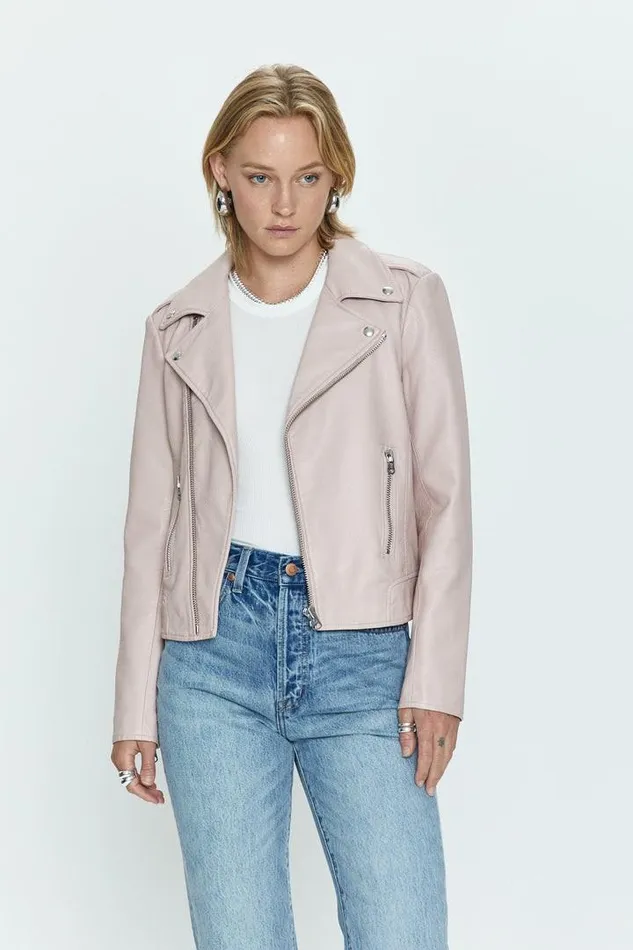 Pistola Denim Jackets and Outerwear Women Nicolette Mod Moto Jacket 8211 Mellow Rose Mellow Rose