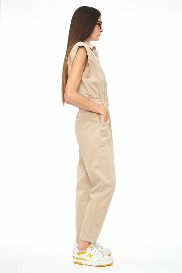 Pistola Denim Jumpsuits and Rompers Women Rosie Shoulder Pad Jumpsuit 8211 Sesame Sesame