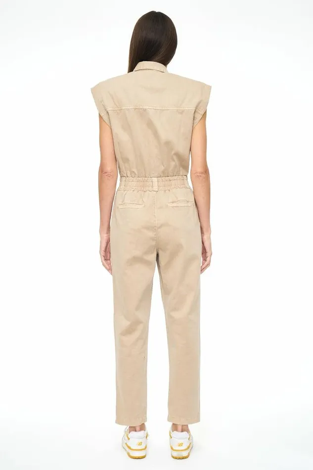 Pistola Denim Jumpsuits and Rompers Women Rosie Shoulder Pad Jumpsuit 8211 Sesame Sesame
