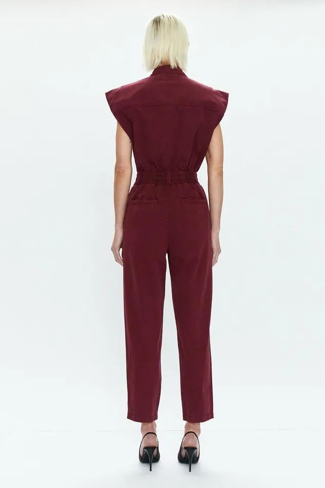 Pistola Denim Jumpsuits and Rompers Women Rosie Smocked Waist Jumpsuit 8211 Bordeaux Bordeaux