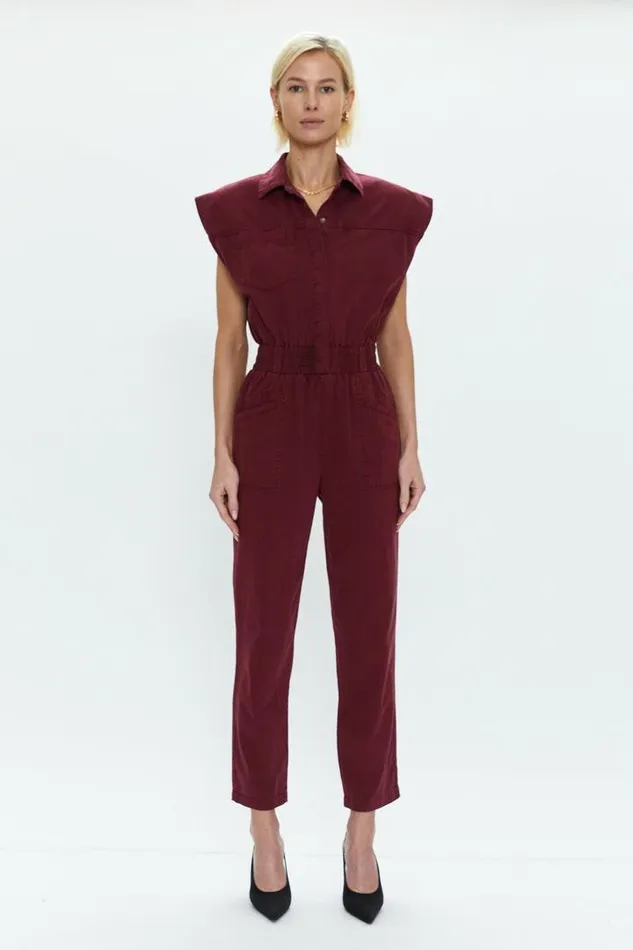 Pistola Denim Jumpsuits and Rompers Women Rosie Smocked Waist Jumpsuit 8211 Bordeaux Bordeaux