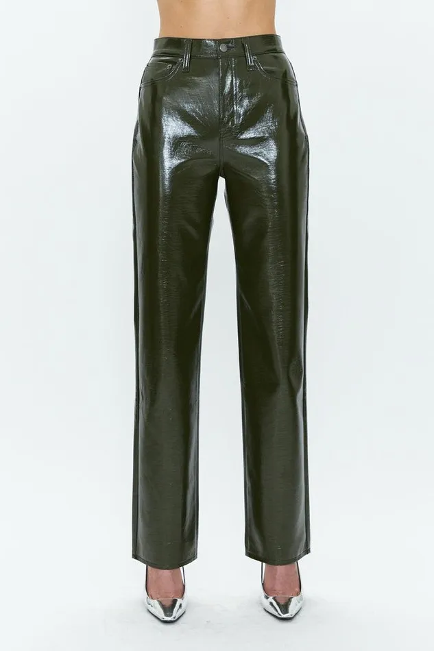 Pistola Denim Pants Women Cassie Super High Rise Straight 8211 Olive Vinyl Olive Vinyl