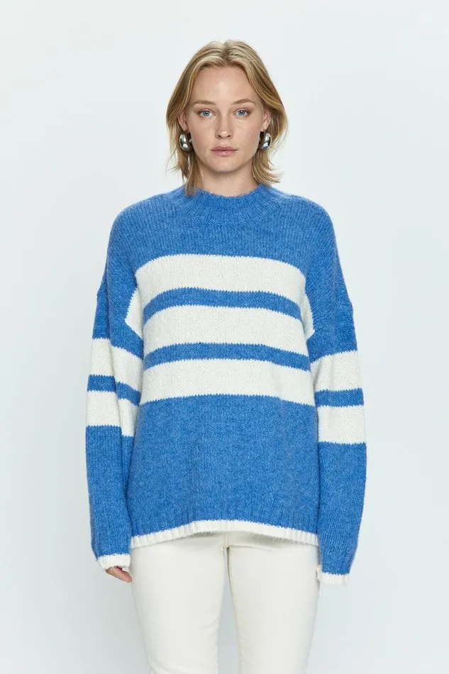 Pistola Denim Sweaters and Knits Women Carlen Mock Neck SweaterCampanula 8211 White Stripe Campanula Wht Stripe