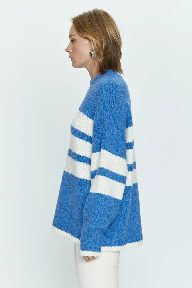 Pistola Denim Sweaters and Knits Women Carlen Mock Neck SweaterCampanula 8211 White Stripe Campanula Wht Stripe