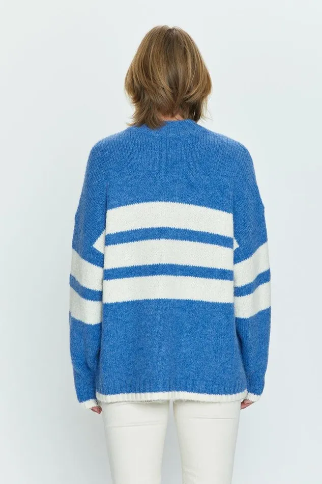Pistola Denim Sweaters and Knits Women Carlen Mock Neck SweaterCampanula 8211 White Stripe Campanula Wht Stripe