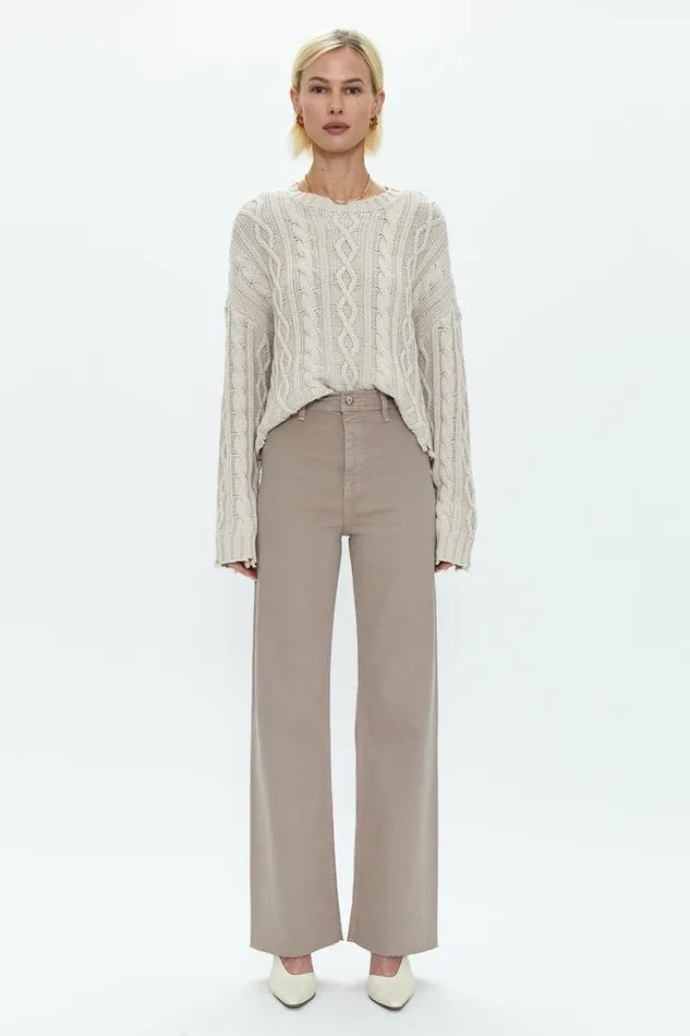Pistola Denim Sweaters and Knits Women Eva Crew Neck Sweater 8211 Dove Cable Dove Cable