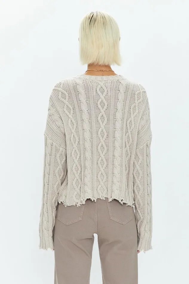 Pistola Denim Sweaters and Knits Women Eva Crew Neck Sweater 8211 Dove Cable Dove Cable