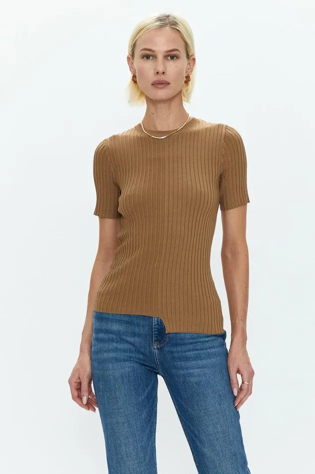 Pistola Denim Tops Women Beatrice Asymmetric Sweater Tee 8211 Chestnut Chestnut
