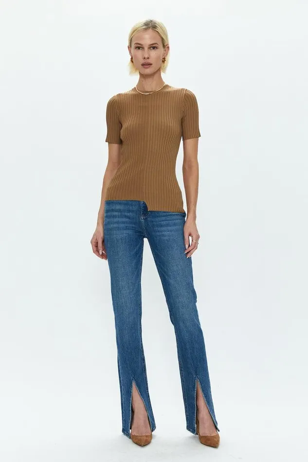 Pistola Denim Tops Women Beatrice Asymmetric Sweater Tee 8211 Chestnut Chestnut