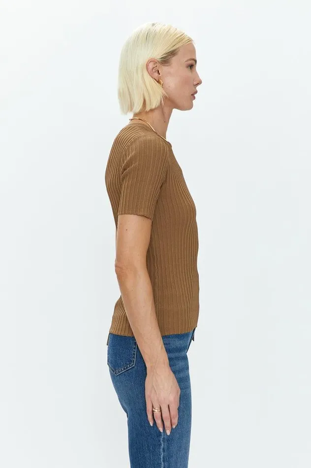 Pistola Denim Tops Women Beatrice Asymmetric Sweater Tee 8211 Chestnut Chestnut