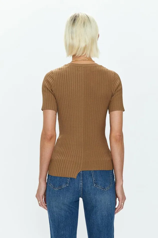 Pistola Denim Tops Women Beatrice Asymmetric Sweater Tee 8211 Chestnut Chestnut