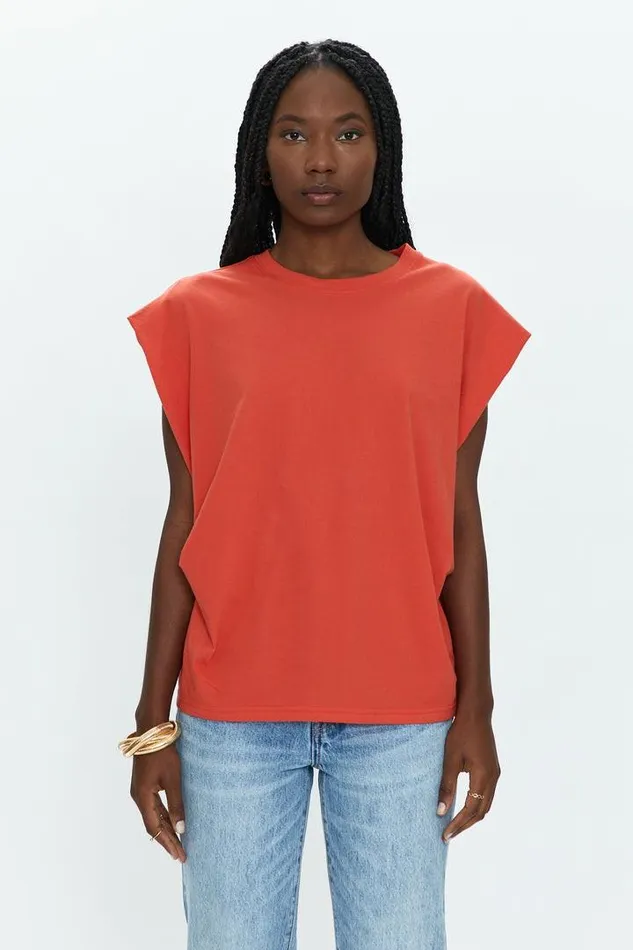 Pistola Denim Tops Women Trina Muscle Tee 8211 Poppy Poppy