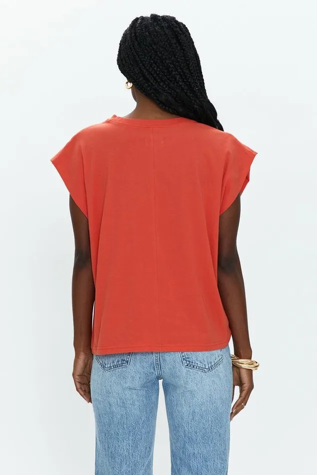 Pistola Denim Tops Women Trina Muscle Tee 8211 Poppy Poppy