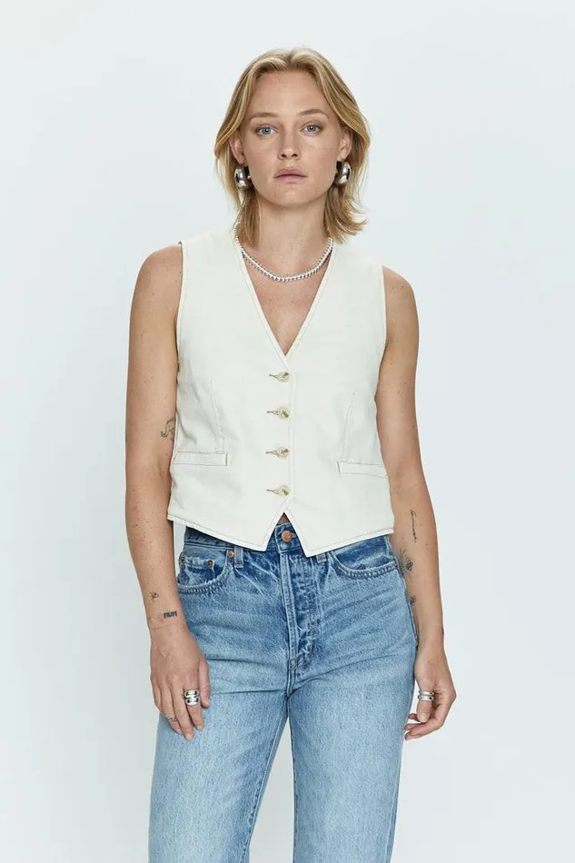 Pistola Denim Tops Women Vero Cropped Vest 8211 Ecru Ecru