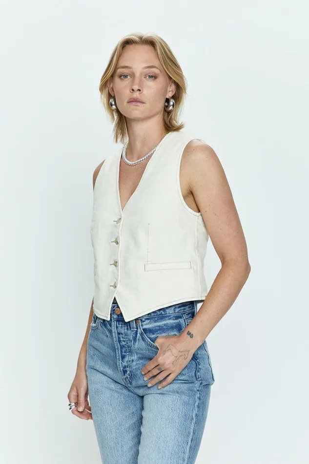 Pistola Denim Tops Women Vero Cropped Vest 8211 Ecru Ecru