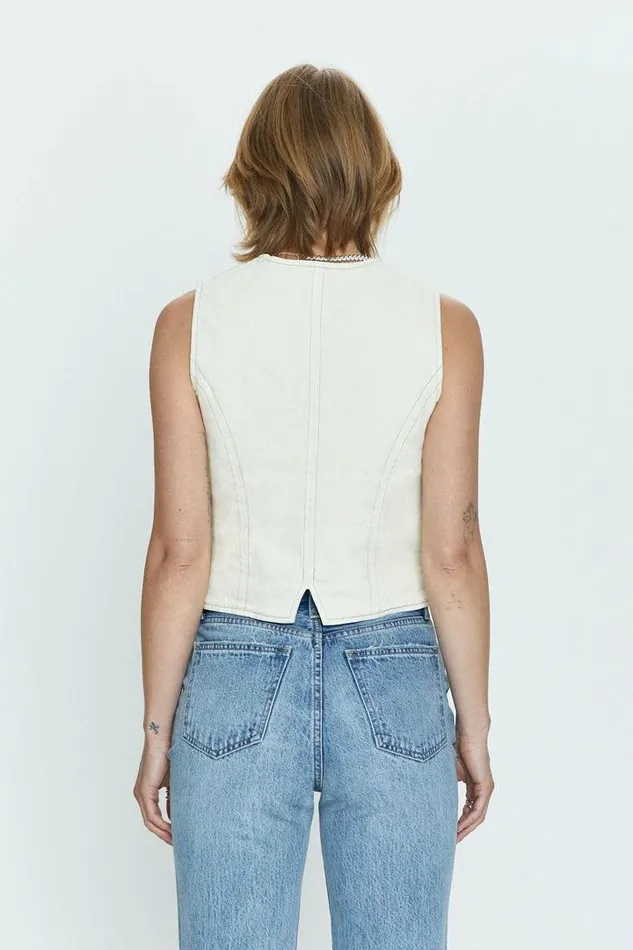 Pistola Denim Tops Women Vero Cropped Vest 8211 Ecru Ecru