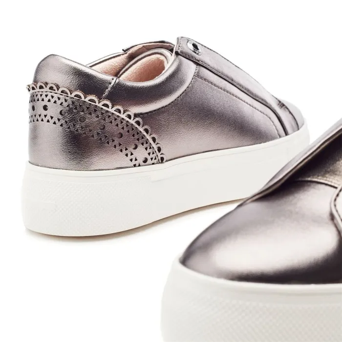 Platform Trainers Women Moda In Pelle Breil Pewter Porvair