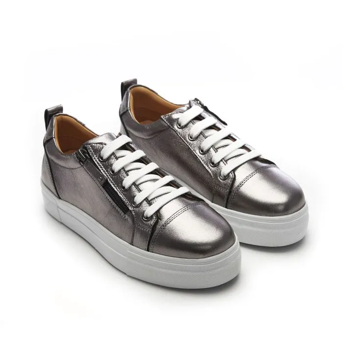 Platform Trainers Women Moda In Pelle Bsoleful BVisti Pewter Leather