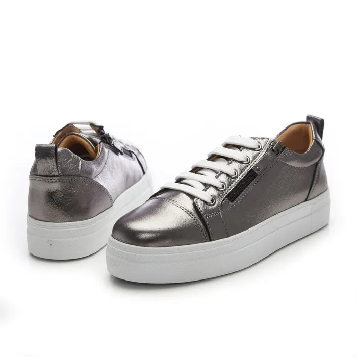 Platform Trainers Women Moda In Pelle Bsoleful BVisti Pewter Leather