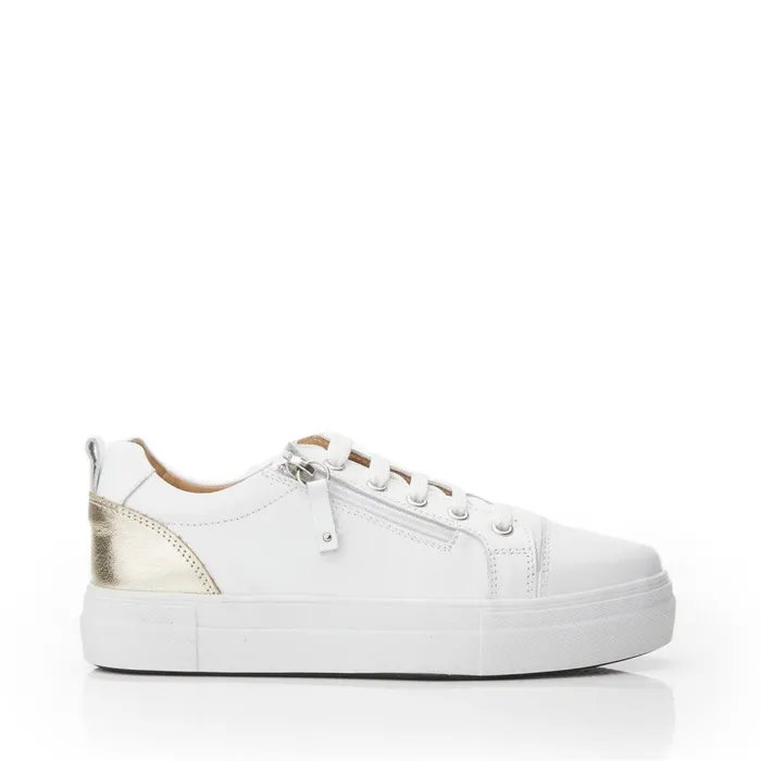 Platform Trainers Women Moda In Pelle Bsoleful BVisti WhiteGold Leather