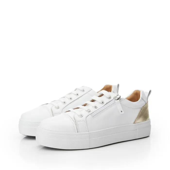 Platform Trainers Women Moda In Pelle Bsoleful BVisti WhiteGold Leather
